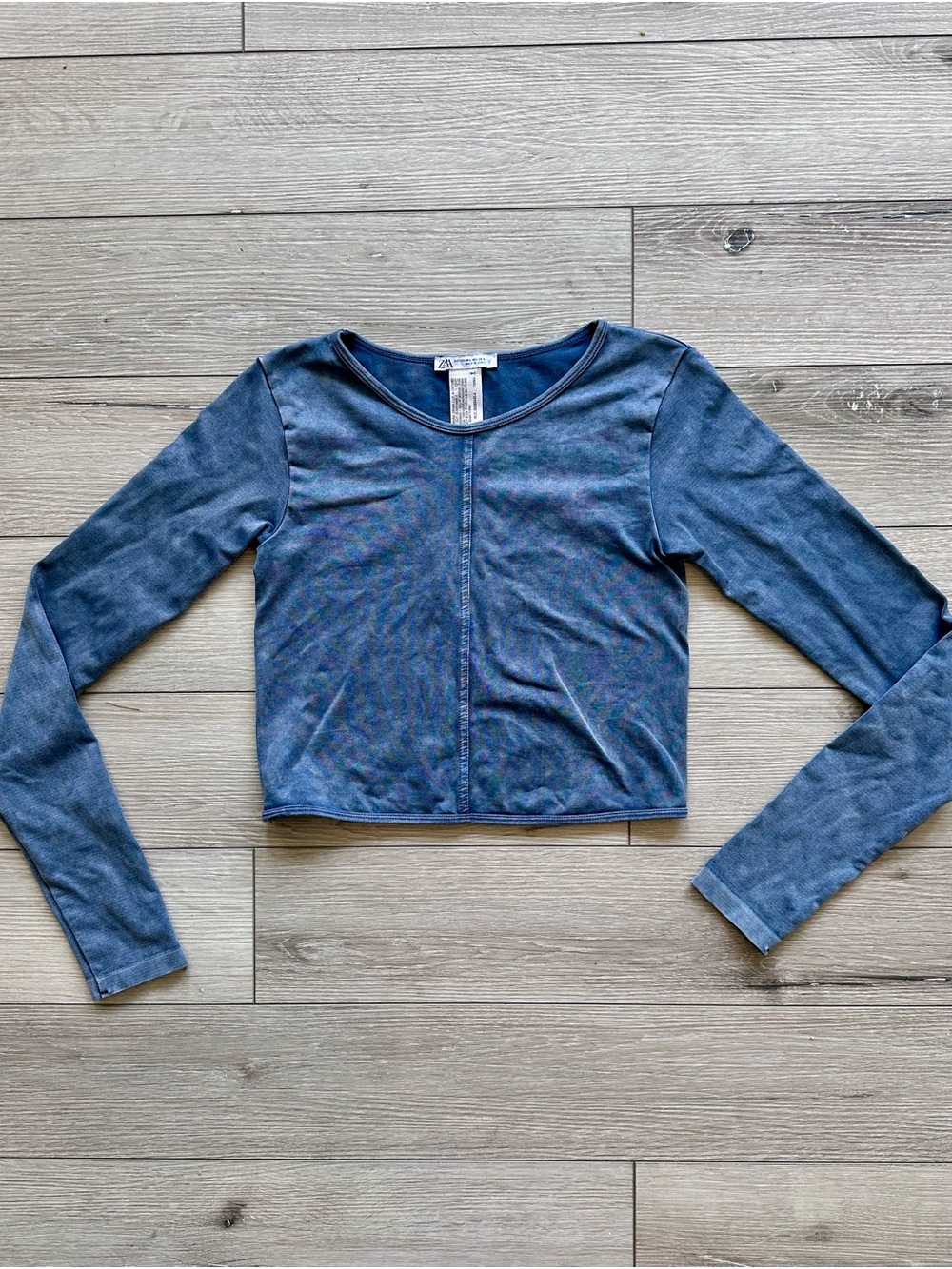 Zara Blue Long Sleeve Cropped Top